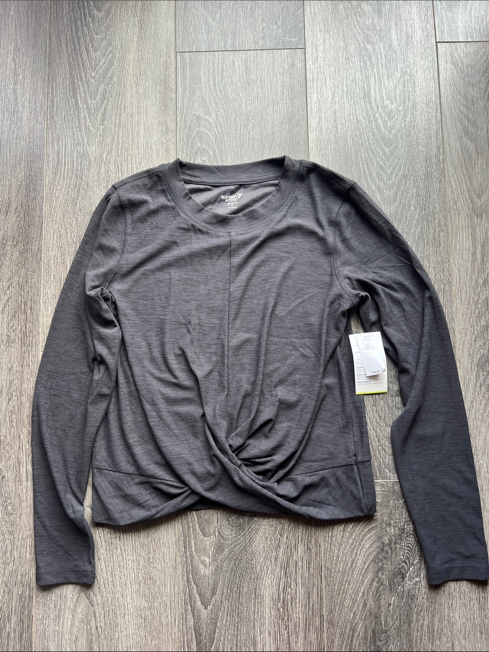 Old Navy Women's Charcoal Twist-Front Long Sleeve Tee